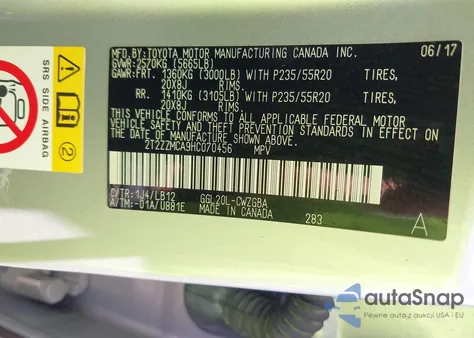 2017 Lexus Rx 350 from USA, damaged, VIN 2T2ZZMCA9HC070456